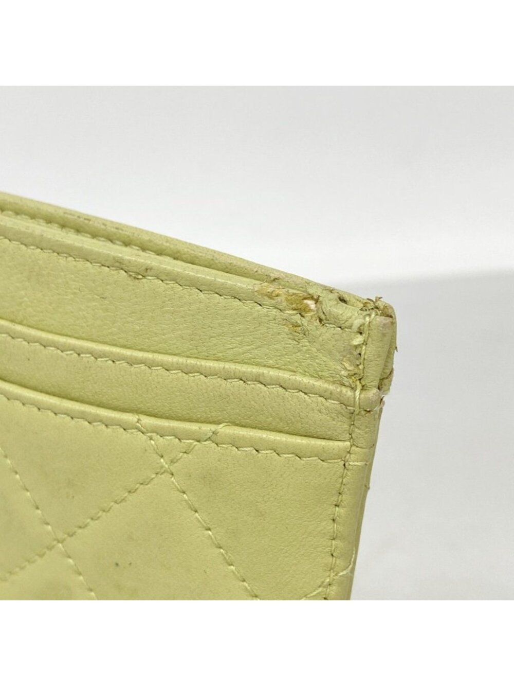 ★SOLD★ Chanel Card Case Quilted Lambskin Light Green Silver - Picture 5 of 8